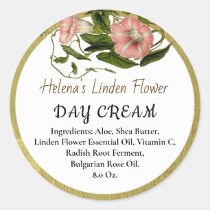 Pegatina Redonda Floral Faux Gold Beauty Cream Business