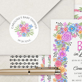 Pegatina Redonda Floral Fiesta Vivid Baby Shower