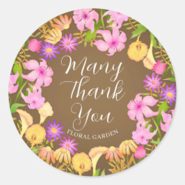 Pegatina Redonda Floral Garden Brown