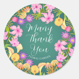 Pegatina Redonda Floral Garden Green
