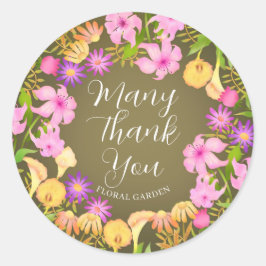 Pegatina Redonda Floral Garden Olive