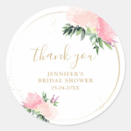 Pegatina Redonda Floral Gold Bridal Shower