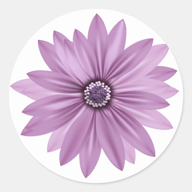 Pegatina Redonda Floral Gracias Morple Daisy Flower - Lavender (Anverso)