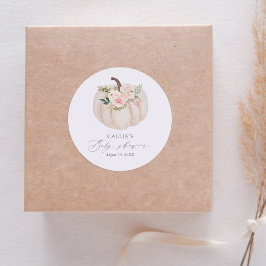 Pegatina Redonda Floral Greeneration Pumpkin Baby Shower