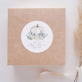 Pegatina Redonda Floral Greeneration Pumpkin Baby Shower