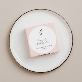 Pegatina Redonda Floral Guión blanco Boho Boda Personalizado Gracia