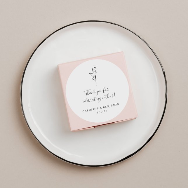 Pegatina Redonda Floral Guión blanco Boho Boda Personalizado Gracia (Subido por el creador)