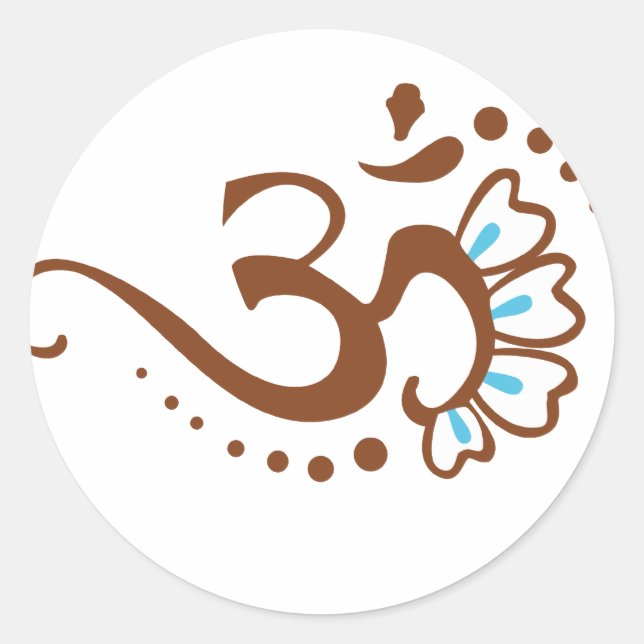 Pegatina Redonda Floral Henna Om (Anverso)
