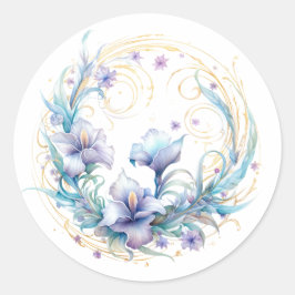 Pegatina Redonda Floral Iris