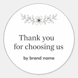 Pegatina Redonda Floral Logo Thank You Business Sticker