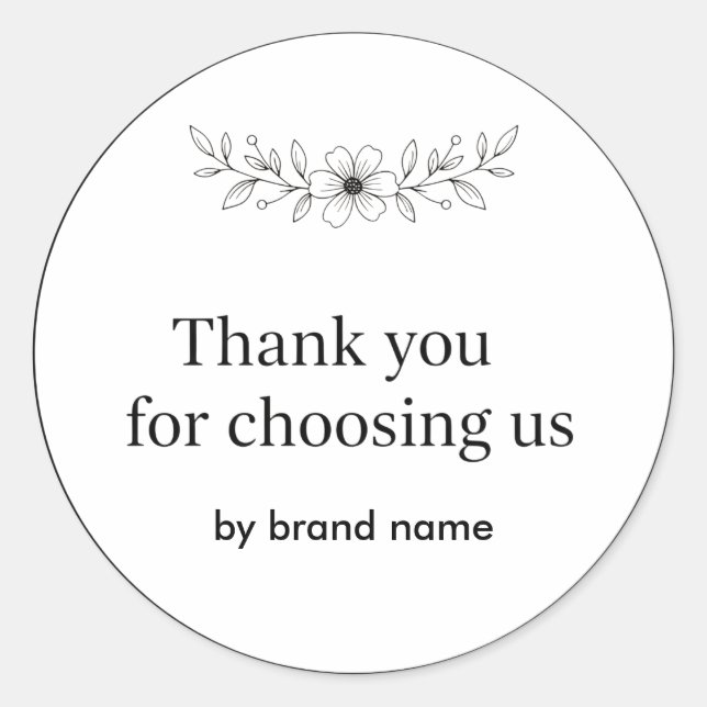 Pegatina Redonda Floral Logo Thank You Business Sticker (Anverso)