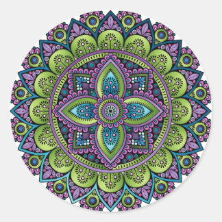 Pegatina Redonda Floral Mandala