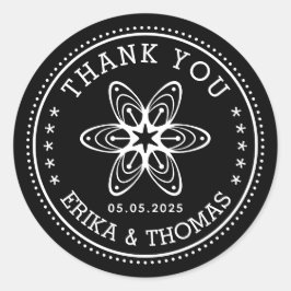 Pegatina Redonda Floral minimalista Gracias con PERSONALIZADOS COLO