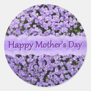 Pegatina Redonda Floral minúsculo en lila