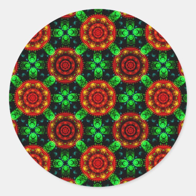 Pegatina Redonda Floral Modern Boho Elegant Abstract Pattern #504 (Anverso)
