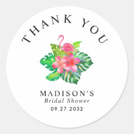 Pegatina Redonda Floral Paraíso Tropical Ducha Bridal Gracias