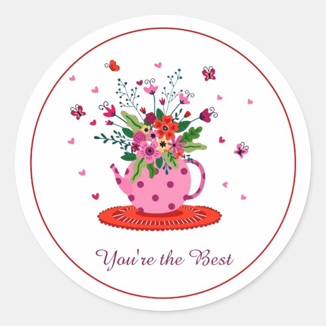 Pegatina Redonda Floral personalizado (Anverso)