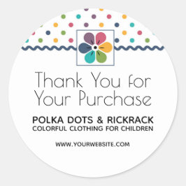 Pegatina Redonda Floral Polka Dot Gracias por Comprar