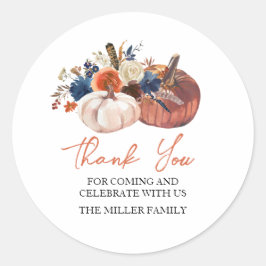 Pegatina Redonda Floral Pumpkins autumn fall Sticker