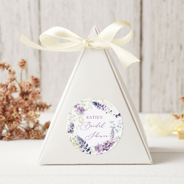 Pegatina redonda floral púrpura + lavanda (Subido por el creador)