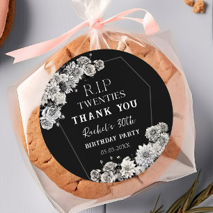 Pegatina Redonda Floral QEPD 20 años 30 cumpleaños