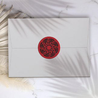 Pegatina Redonda Floral roja audaz