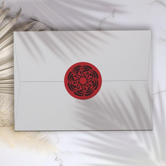 Pegatina Redonda Floral roja audaz (Subido por el creador)