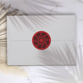 Pegatina Redonda Floral Rojo Intenso