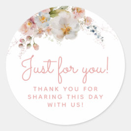 Pegatina Redonda Floral rosa acuarela Gracias Por Favor