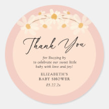 Floral rosa Daisy Bees Baby Shower Gracias