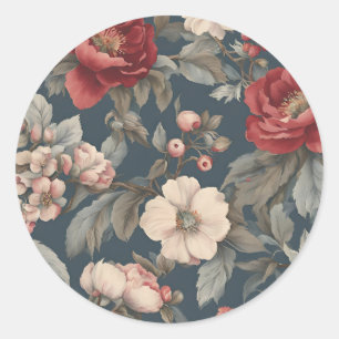 Pegatina Redonda Floral Rosa en Spruce