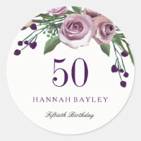 Floral Rosa púrpura rumana 50 cumpleaños