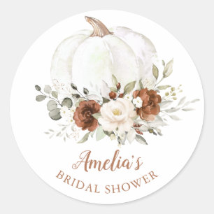 Pegatina Redonda Floral Rust Cream Pumpkin Brimpain Shower