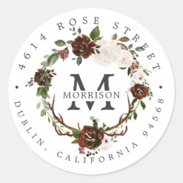 Pegatina Redonda Floral rústica | Dirección de devolución botánica 