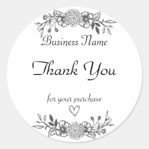 Pegatina Redonda Floral Simple Neutral Gracias