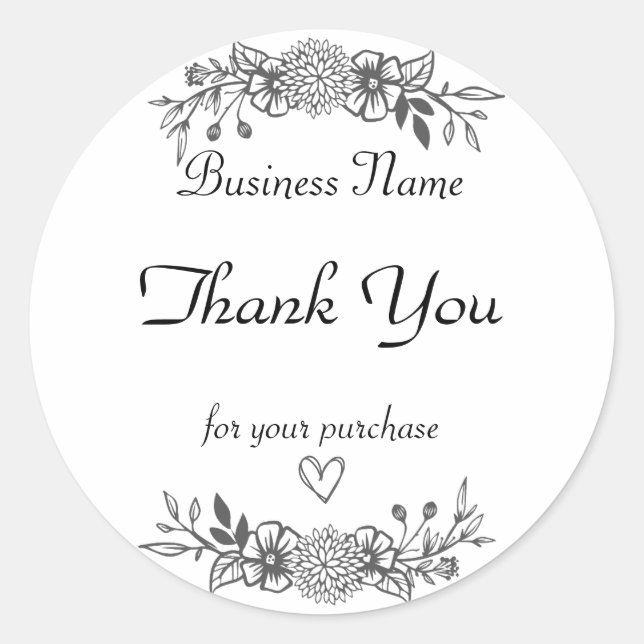 Pegatina Redonda Floral Simple Neutral Gracias (Anverso)