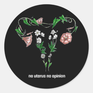 Pegatina Redonda Floral sin útero sin opinión sobre los derechos de