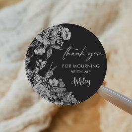 Pegatina Redonda Floral Skull RIP Twenties 30th Birthday Party