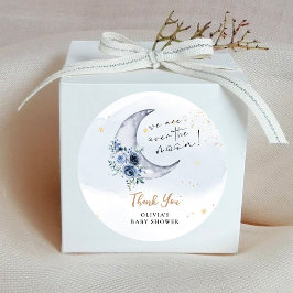 Pegatina Redonda Floral sobre el Baby Shower de la Luna