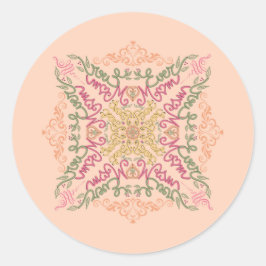 Pegatina Redonda Floral Soft peach kaleidoscopic Script Best Mom 