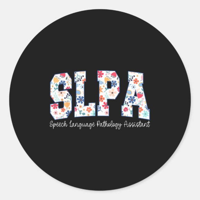 Pegatina Redonda Floral Speech Language Pathology Istant Slpa Appre (Anverso)