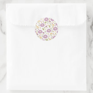 Pegatina Redonda Floral Sticker 