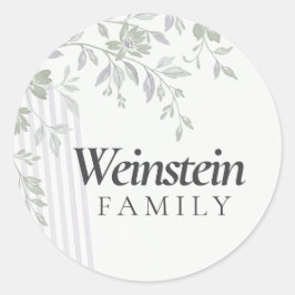 Pegatina Redonda Floral Stripe Leaf Purim Sticker