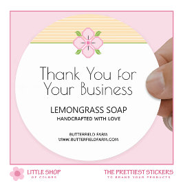 Pegatina Redonda Floral Stripes Business Gracias