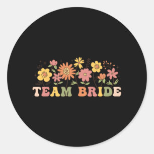 Pegatina Redonda Floral Team Bride Wildflower Boda Bachelorette