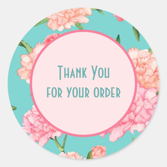 Pegatina Redonda Floral Thank you (Anverso)