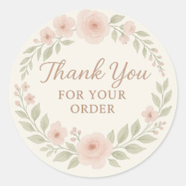 Pegatina Redonda Floral Thank You Label
