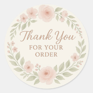 Pegatina Redonda Floral Thank You Label