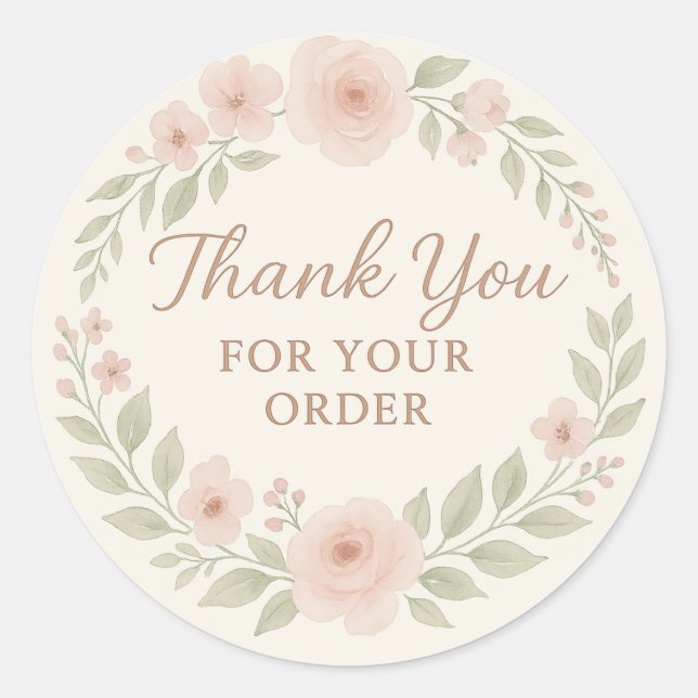 Pegatina Redonda Floral Thank You Label (Anverso)