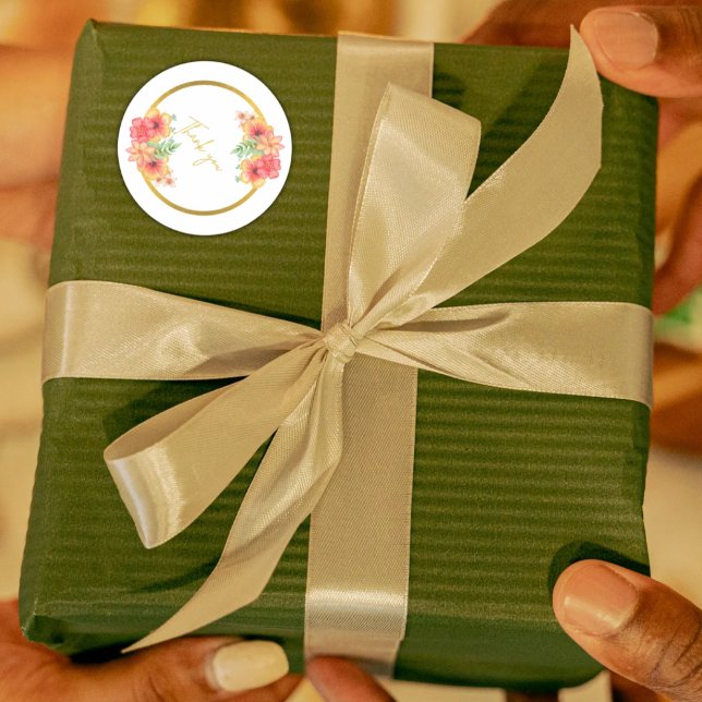 Pegatina Redonda Floral Thank You Stickers (Subido por el creador)